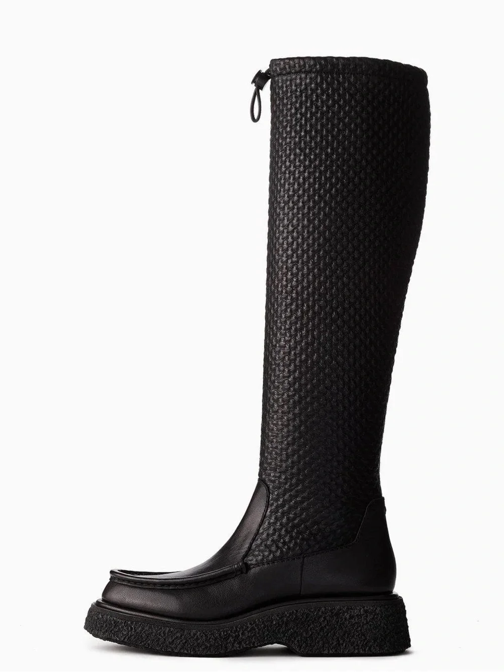 Rag & bone Black Leather Scout Boots over -the-Knee Scrunch adjustable Gum sole